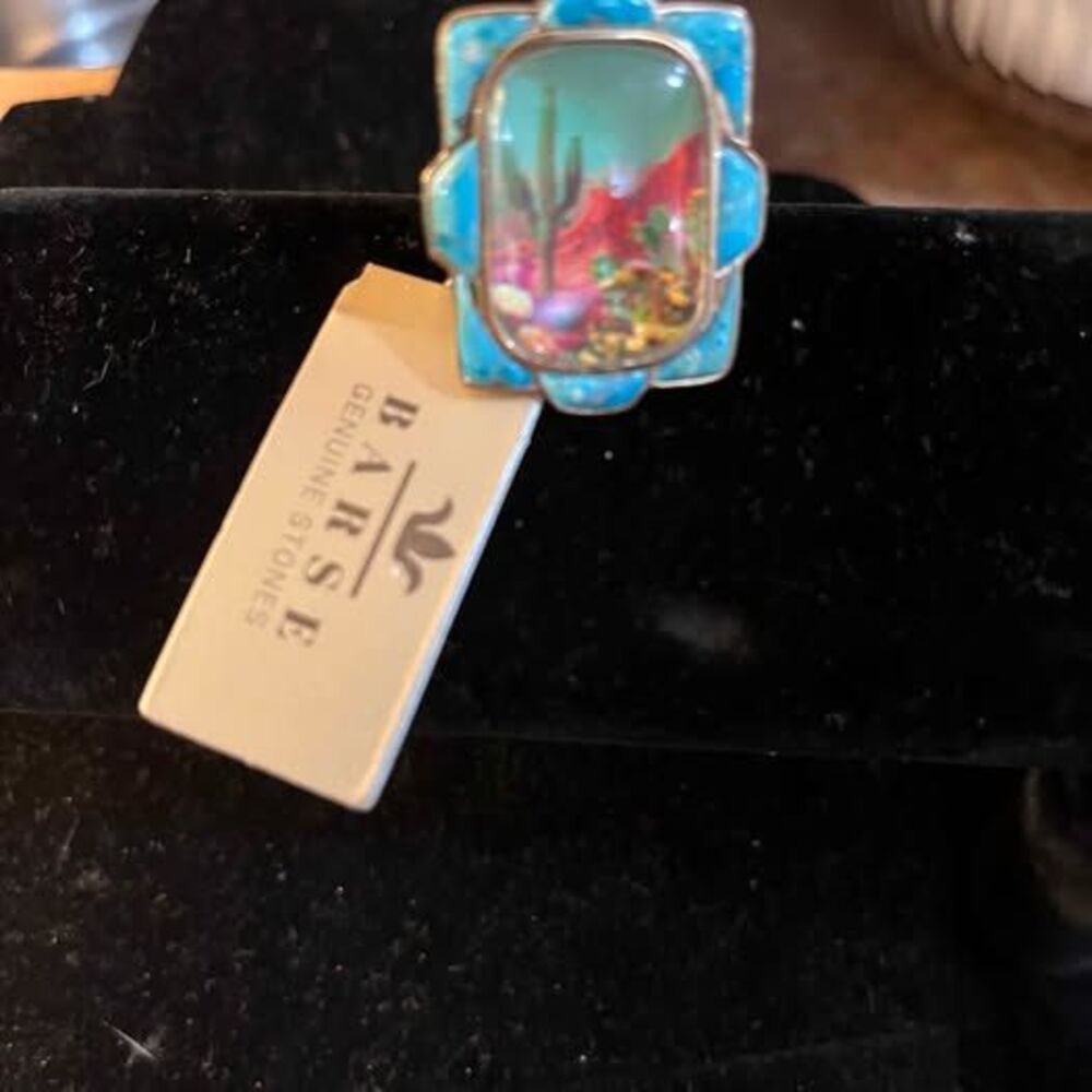 Barse Turquoise Desert Scene Ring